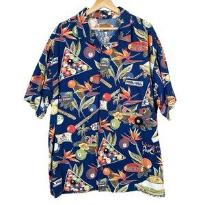 VTG Bullhead Shirt Men L Aloha Honolulu Billiards Pool Hall 8 Ball Cigar Club